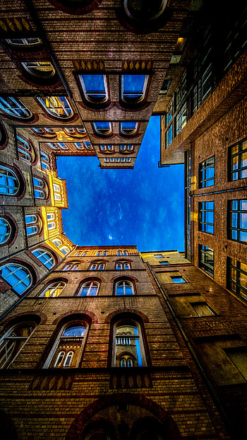 Sky, Architecture, Building, Miscellanea, Miscellaneous, Bottom View HD phone wallpaper