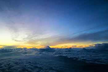 Sunset, white clouds, sky, nature HD wallpaper