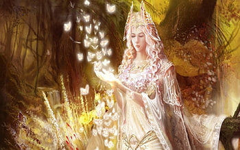 Fairy Queen And Butterflies, fairy, butterflies, magic, flowers, queen, forest HD wallpaper