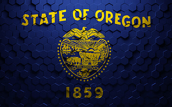Flag of Oregon, honeycomb art, Oregon hexagons flag, Oregon, 3d hexagons art, Oregon flag HD wallpaper