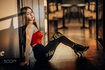 Girl Red Tank Top, girls, model HD wallpaper