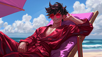 Cool Anime Boy Beach Vibes, Anime, anime boy, beach, summer, sunglasses, Anime beach, Anime Summer HD wallpaper