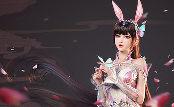 Bunny girl, bunny, black, pink, frumusete, butterfly, ears, hgjj, girl HD wallpaper