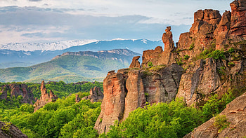 Belogradchik Rocks, Stara Planina, Bulgaria, sky, hills, rocks, trees, landscape, clouds HD wallpaper