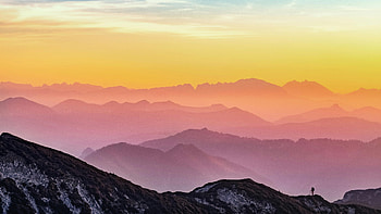 Dreamscape Dusk Over Mountains, dusk, mountains, sky, colorful, clouds, mountain, nature HD wallpaper