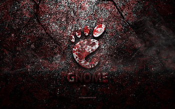GNOME logo, grunge art, GNOME stone logo, red stone texture, GNOME, grunge stone texture, GNOME emblem, GNOME 3d logo HD wallpaper