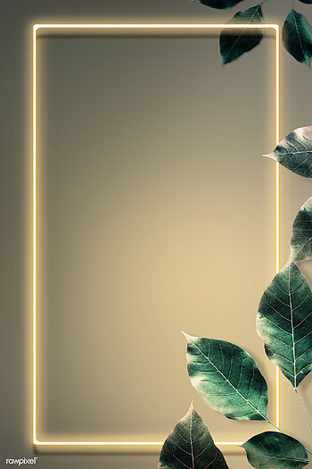 premium illustration of Green leaf decorated neon frame mockup. Flower background , Framed , Black background HD phone wallpaper