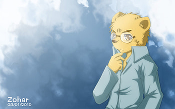furry, blue, hoodie, zohar, zoharwolf, cat, yellow, glasses, sky, cloud HD wallpaper
