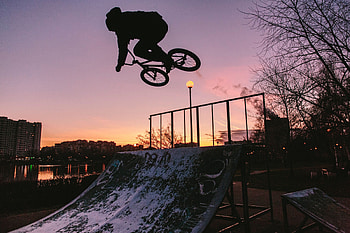 Sports, City, Silhouette, Cyclist, Trick HD wallpaper