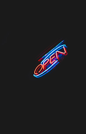 Words, Dark, Neon, Inscription, Open, It's Open HD phone wallpaper
