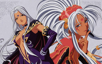 Urd & Hild, aah megami sama, urd, ah my goddess, long hair, anime girls, anime, white hair, hild, duo HD wallpaper