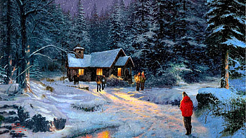 House in winter, winter, House, nature, painting HD wallpaper
