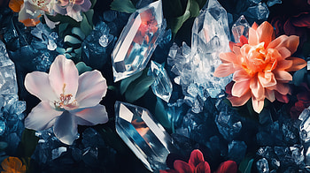 Crystal Floral Delight - Preppy, flower, crystal, preppy, gemstone, nature HD wallpaper