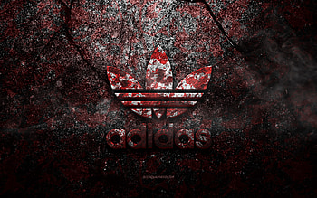 Adidas logo, grunge art, Adidas stone logo, red stone texture, Adidas, grunge stone texture, Adidas emblem, Adidas 3d logo HD wallpaper