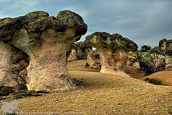 Stone Mushrooms, sand, graphy, bulgaria, stone, mushrooms, rocks, mountain HD wallpaper