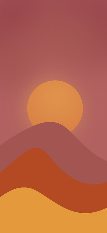 Minimalist Sunset Hills, sun, yellow, red, orange (Color), minimalist, artistic, sunset HD phone wallpaper