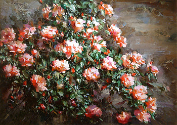 Rahim Navesi's Painting, oilpaintings, flowers, roses, painting HD wallpaper