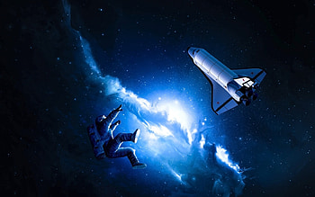 space, Space Shuttle, Space Art, Nebula, Blue, Stars, Astronaut HD wallpaper