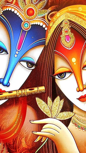 Radha Krishna , Colorful Painting, radha, krishna HD phone wallpaper