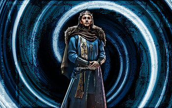 Alfred the Great, blue grunge background, The Witcher, vortex, Witcher 3 Wild Hunt, The Witcher characters, Alfred the Great The Witcher HD wallpaper