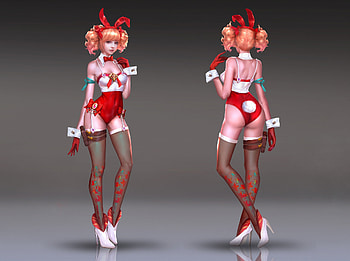 Bunny girl, bunny, ares, fantasy, red, ears, girl, luminos HD wallpaper