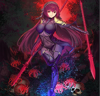 Lancer, sweet, cute, girl, beautiful, dress, beauty, anime girl, purple, lady, anime, pretty, red, flowers, lovely, female HD wallpaper