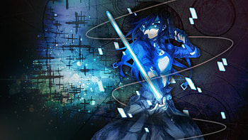 Kirito, black, emotional, glowing, glow, long hair, sword art online, darkness, ggo, cg, sparks, , male, gun gale online, magic, sword, sinsiter, black hair, dark, armor, blade, sao, boy, anime, light, weapon, guy HD wallpaper