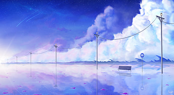 Bustop Scenery, digital-art, artist, artwork, road, reflection, deviantart HD wallpaper