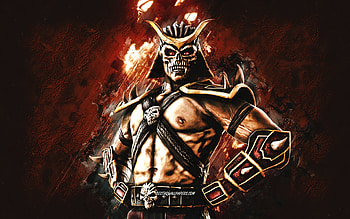 Shao Kahn, Mortal Kombat Mobile, Shao Kahn MK Mobile, Mortal Kombat, orange stone background, Mortal Kombat Mobile characters, grunge art, Shao Kahn Mortal Kombat HD wallpaper