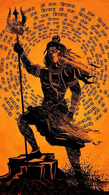 Sivan , Lord Shiva, Painting Background, painting, background, orange theme HD phone wallpaper