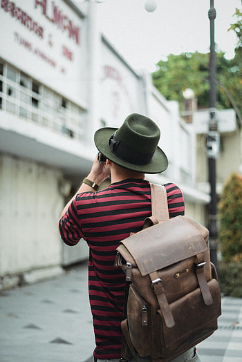 Miscellanea, Miscellaneous, Journey, Human, Person, Backpack, Rucksack, Hat, Tourist HD phone wallpaper