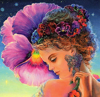 spell of spring, girl, flowers, painting, art HD wallpaper