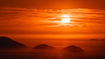Nature, Sunset, Sky, Sun, Clouds, Hills HD wallpaper