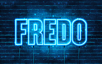 Fredo, , with names, Fredo name, blue neon lights, Fredo Birtay, Happy Birtay Fredo, popular italian male names, with Fredo name HD wallpaper