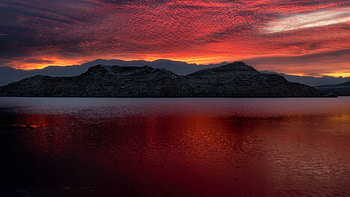 Lake Mead, mountains, sunset, nature HD wallpaper