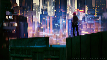 Glowing City , artist, artwork, digital-art, artstation HD wallpaper