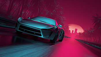 Neon Synthwave Sport Car, artist, artwork, neon, sports, car, synthwave HD wallpaper