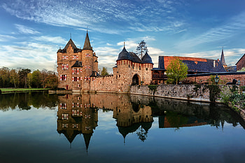 Satzvey Castle, Germany, reflection, germany, medieval, castle, lake HD wallpaper