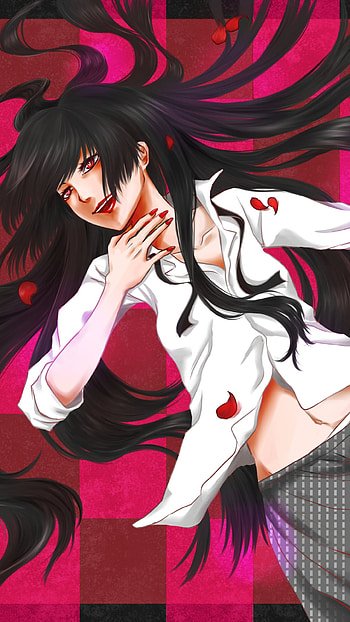black hair, long hair, red eyes, Yumeko Jabami, Anime, Kakegurui HD phone wallpaper