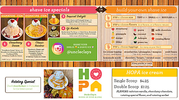 Menu Uncle Clay's, House of Pure Aloha, Hawaiian treats, Tropical flavors HD wallpaper