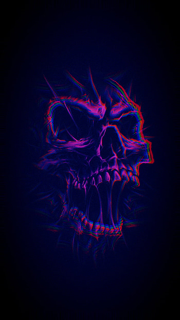 SK 86, pink, glitch, blue, death, dark, skull HD phone wallpaper