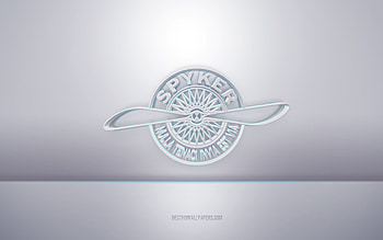 Spyker 3d white logo, gray background, Spyker logo, creative 3d art, Spyker, 3d emblem HD wallpaper