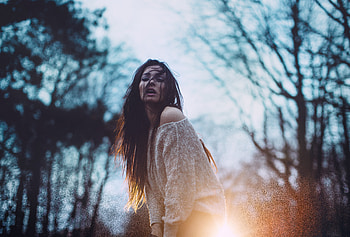 Girl Hairs On Face Evening Dawn Mood , girls, model HD wallpaper