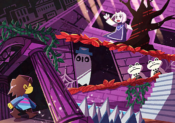 Ruins, Toriel (Undertale), Napstablook (Undertale), Frisk (Undertale), video game, Undertale HD wallpaper