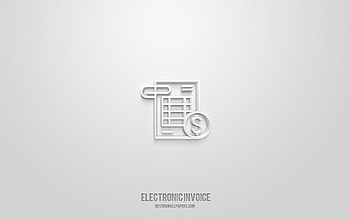 Electronic invoicing 3d icon, white background, 3d symbols, Electronic invoicing, business icons, 3d icons, Electronic invoicing sign, business 3d icons HD wallpaper