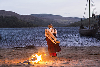 Vikings, fire, lake, tv show, 2018 HD wallpaper