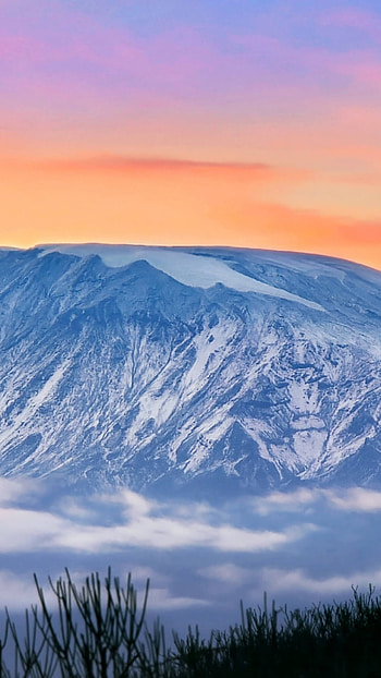 Mount Kilimanjaro, Sunset , mobile tablet, Spring Japan HD phone wallpaper