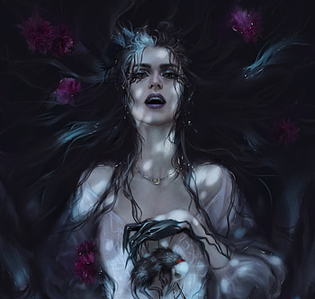 Fantasy girl, dark, helena cnockaert, fantasy, art, girl, witch HD wallpaper