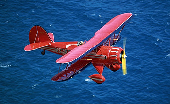 waco biplane, biplane, waco, water, ocean HD wallpaper