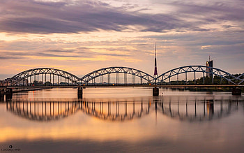 Railway Bridge in Riga, Latvia, bidge, river, Latvia, Riga HD wallpaper